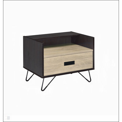 One Drawer Nightstand With Open Compartment, Perfect For Modern And Industrial-Style Bedrooms