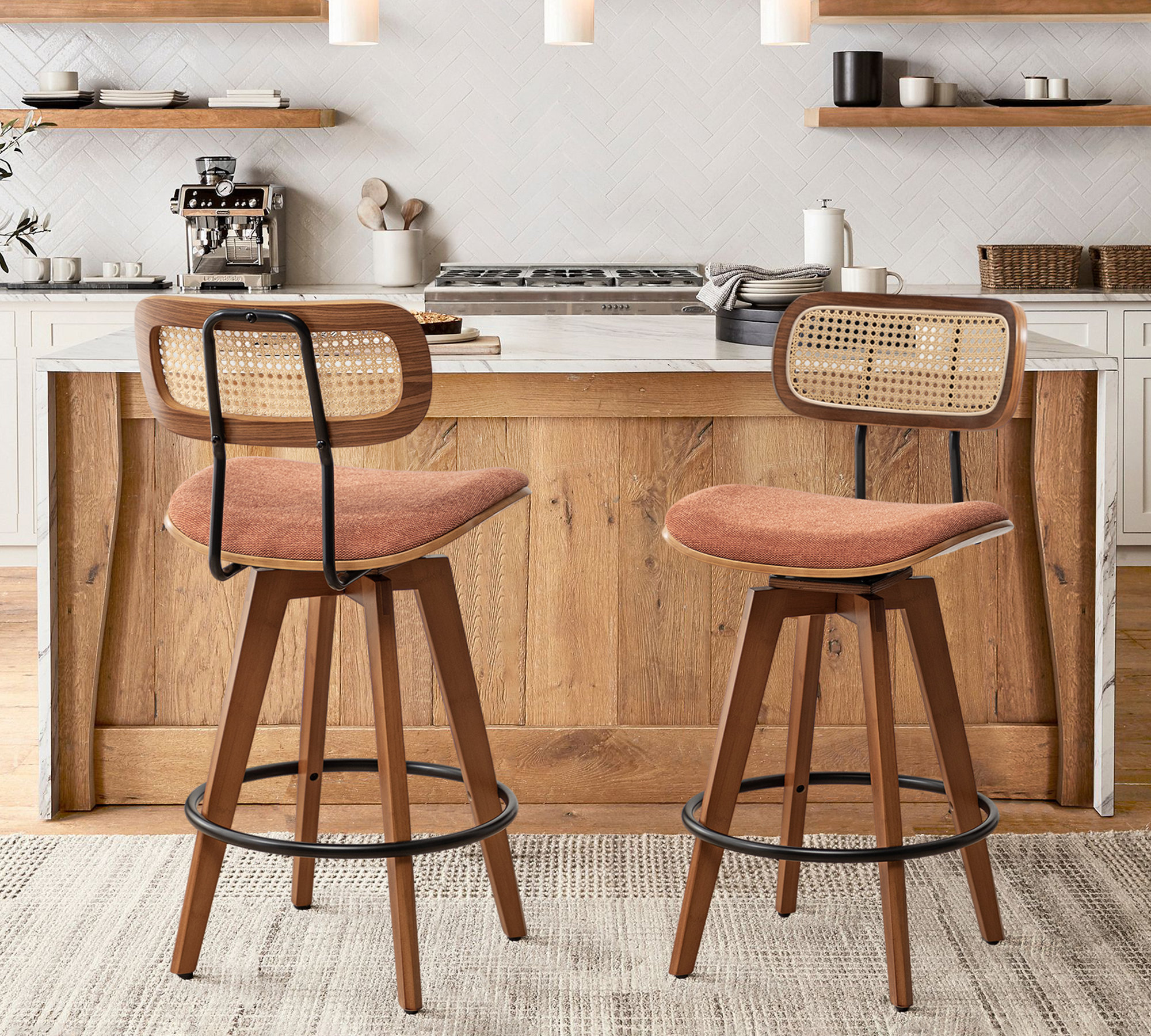 Sirine Swivel Linen Bar & Counter Stool