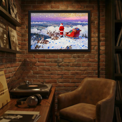 Père Noël de Noël avec renne et traîneau