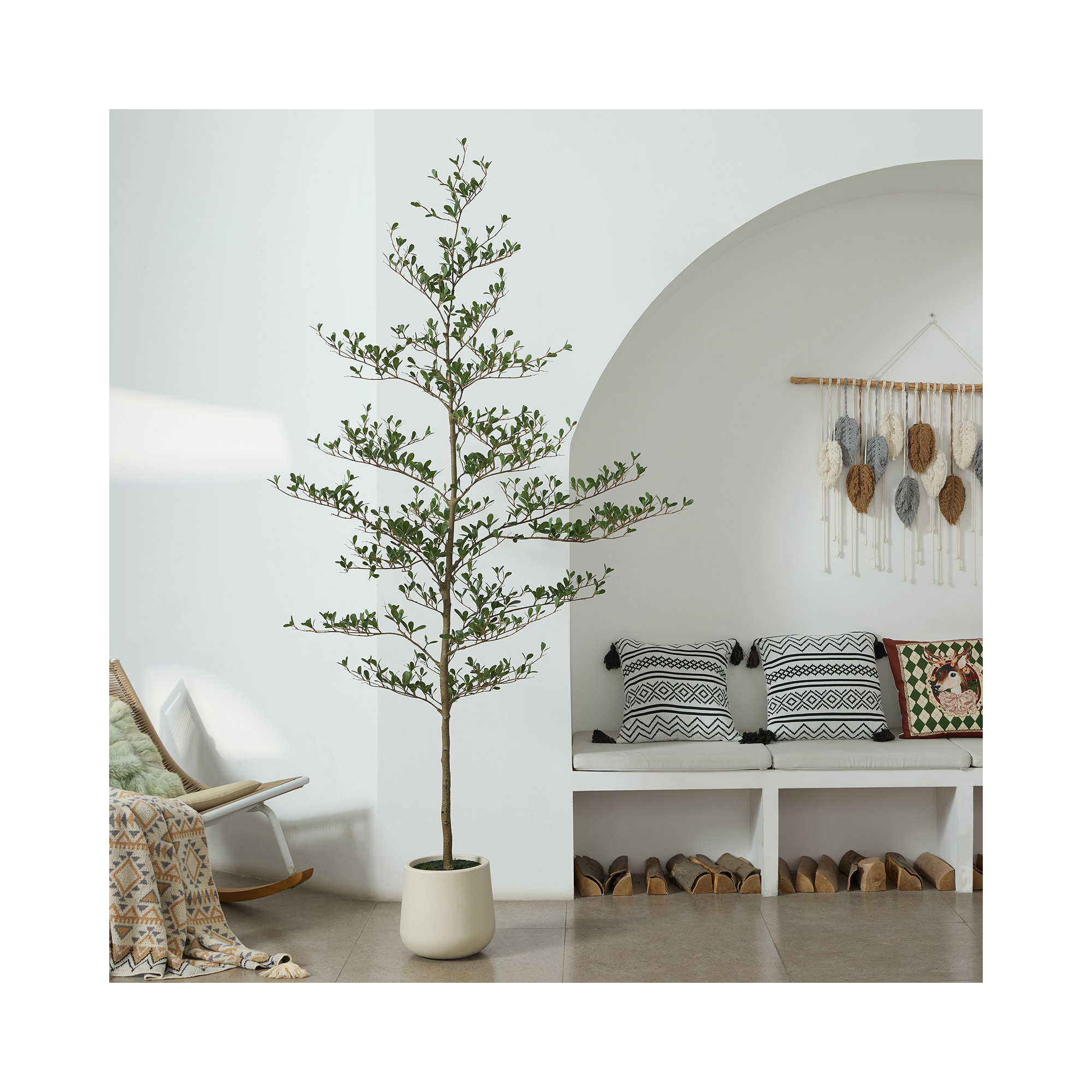 Adcock Faux Olive Tree, Fake Olive Tree with UV Protection for Indoor & Outdoor Decor, 84" H x 28" W x 28" D