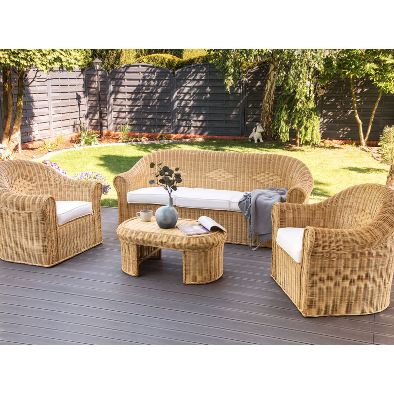 5 Seater Rattan Garden Sofa Set Natural LIVADEIA