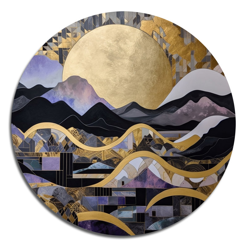 Jibriel Golden Rising Moon I sur impression métallique, H 23 po x l 23 po x P 1 po