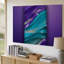 Toile, composition abstraite envoûtante avec art mural de vagues mauves et sarcelle éclatante-2025824326
