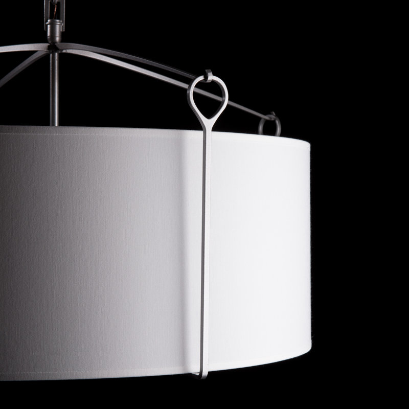 Bow 4 - Light Drum Chandelier, 15.8" H x 23.8" W x 23.8" D, Vintage Platinum, Natural Anna