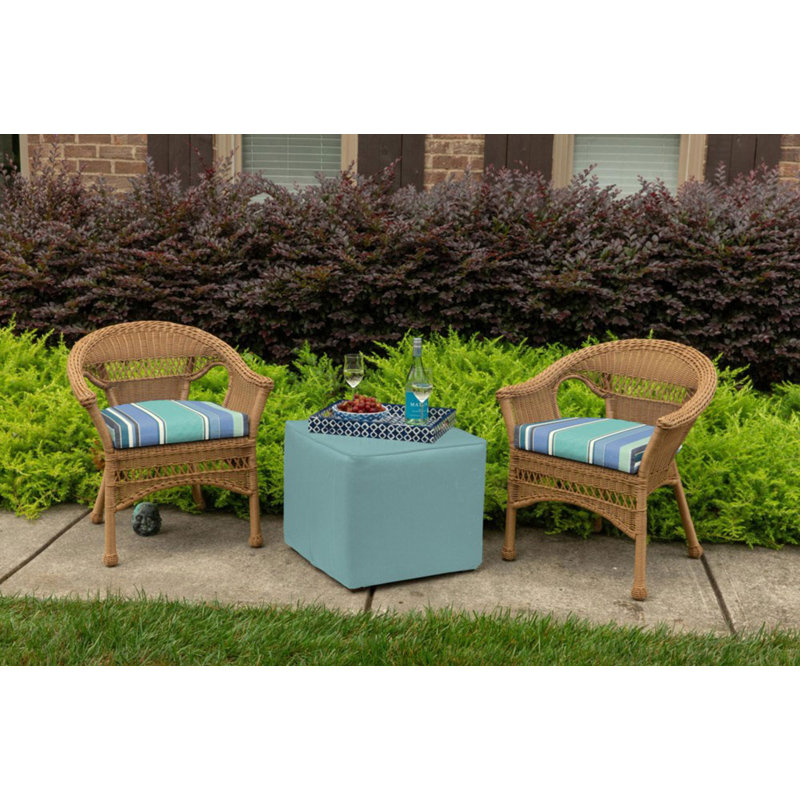 Casual Cushion Wicker Outdoor Chair Cushion, Striped Sunbrella Fade-Resistant for Wicker Dining Chairs & Sunroom Seats, 19.5"W x 19.5"D, 2.5" thick, Reversible, Dolce Oasis