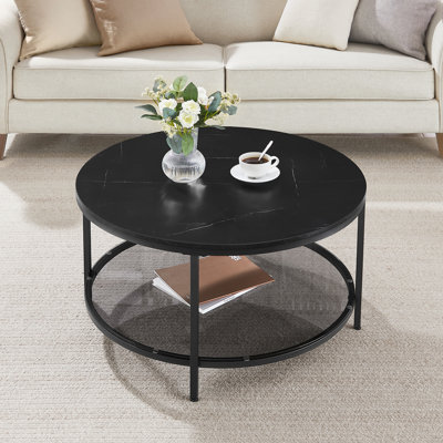 Table basse ronde avec rangement Aubra