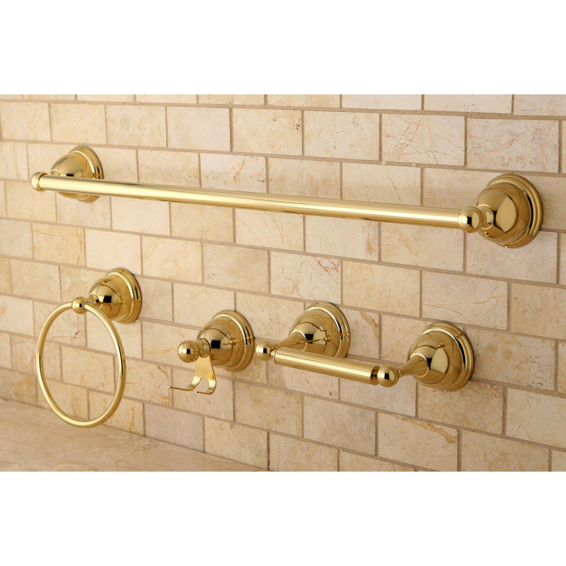 Kingston Brass Restoration 4-Piece Bathroom Hardware Set, Polished Brass