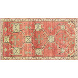 One-of-a-Kind Hand-Knotted 1960s 5'6" x 10'4" Wool Area Rug in Red/Beige