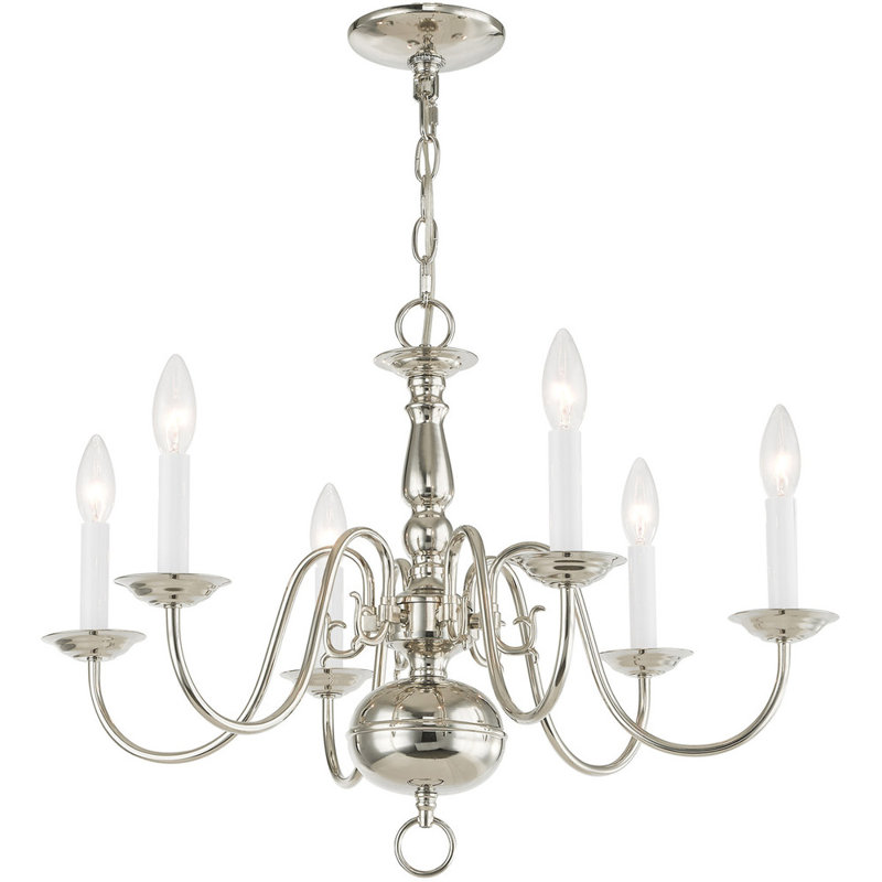 Benedetto Dimmable Chandelier, Polished Nickel, 6