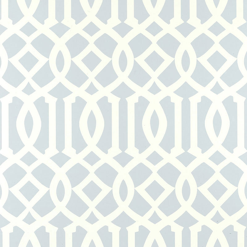 Imperial Trellis Wallpaper, Soft Aqua