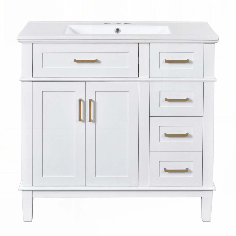 Meuble-lavabo 36 po avec lavabo en céramique, Blanc