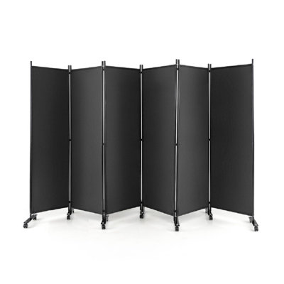 Mesilla 132" W x 68" H 6 - Panel Metal Folding Room Divider with Wheels