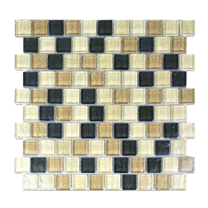 Carreau de mosaïque pour mur et piscine en verre texturé à bords droits de 1 po x 1 po Geo