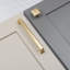 Brushed Brass Square D-Bar Handle and Coordinating Square Knob-126282155