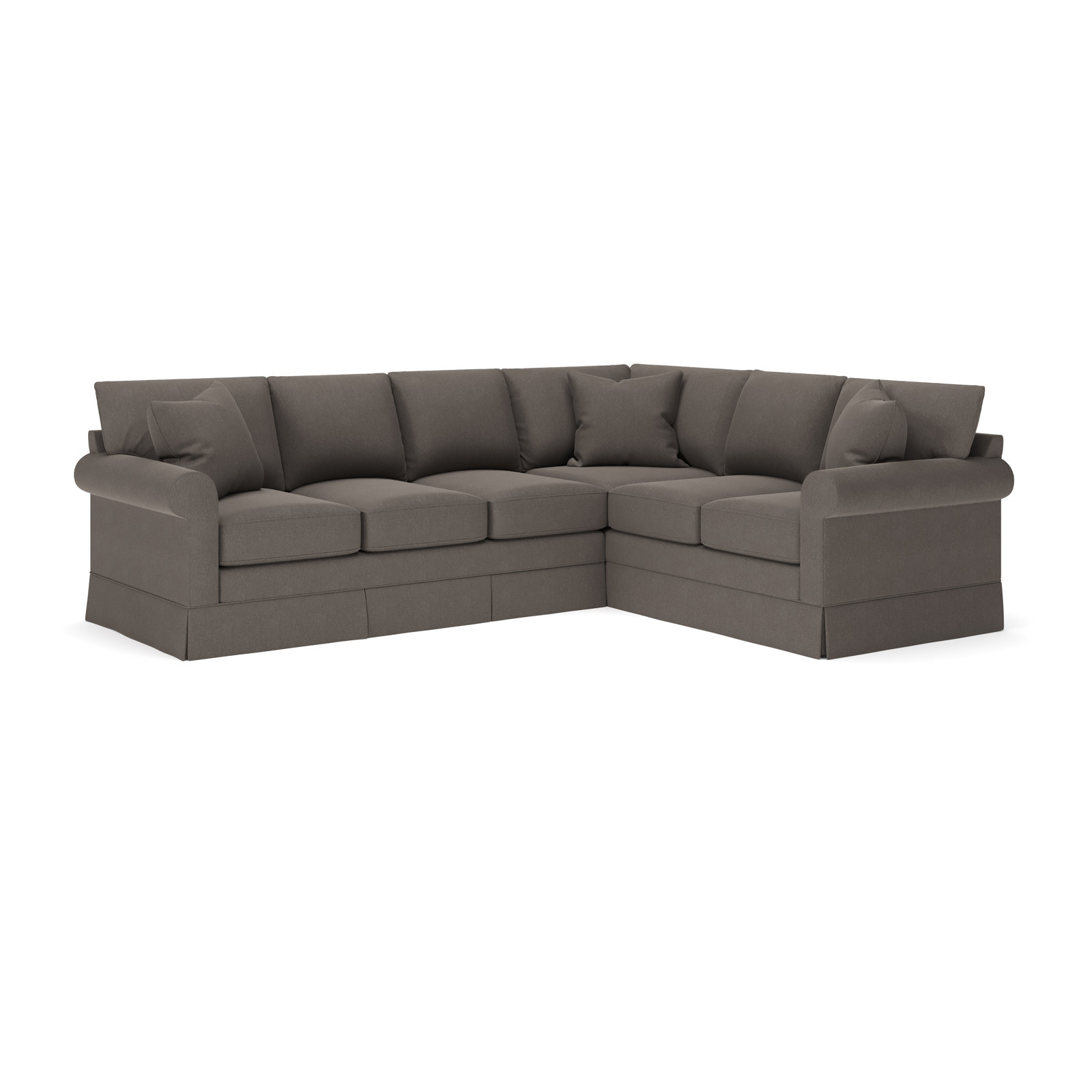 Friedman L-Sectional, Right Hand Facing, Drusky Charcoal Sustain® Basketweave