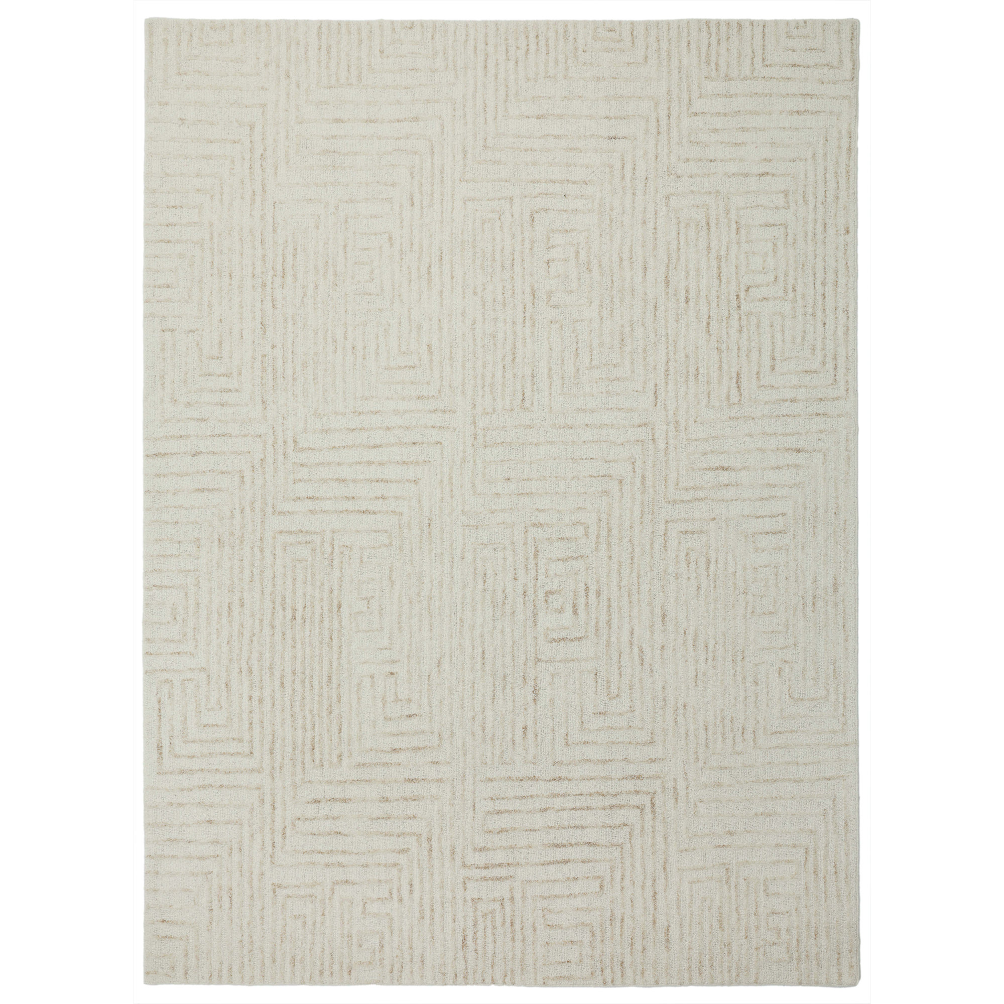 Kalise Hand-Tufted Wool Geometric Area Rug, Rectangle 8'9" x 11'9", Beige