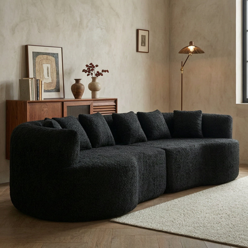 Canapé à compression modulaire Boneless, Noir, Chenille