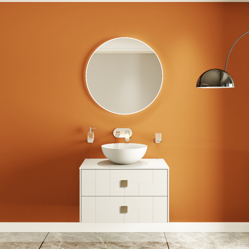 Dune White Matte 40" Wall-Mounted Bathroom Vanity with Ceramic Basin