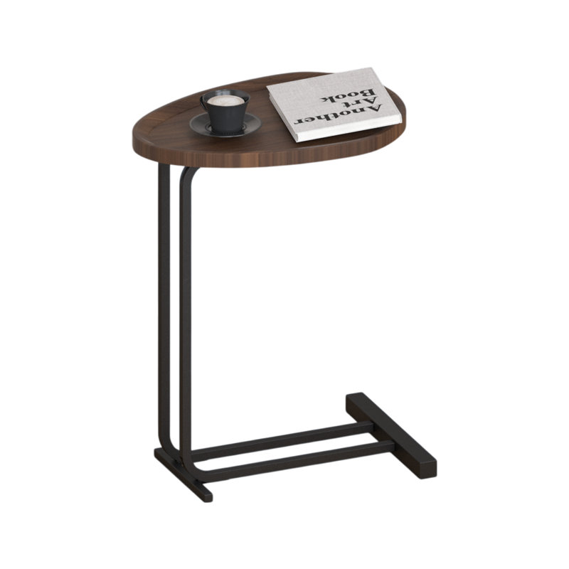 C-Shaped Side Table, C Table End Table For Sofa And Bedside, Couch Side Tables, Wood C-Shaped End Table With Metal Frame Slide For Bedroom Living Room