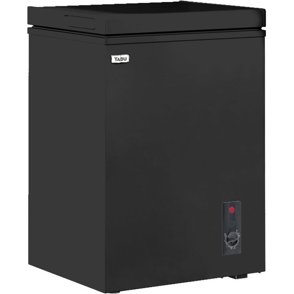 TABU Chest Freezer, 5.0 Cu Ft Deep Freezer with Removable Storage Basket,  Black Top Open Door Freezer with 7 Level Adjustable Temperature, Compact