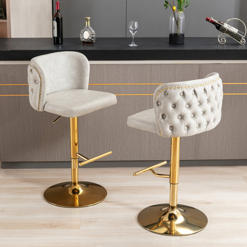 Antwoin Swivel Upholstered Adjustable Height Counter Stool with Metal Frame