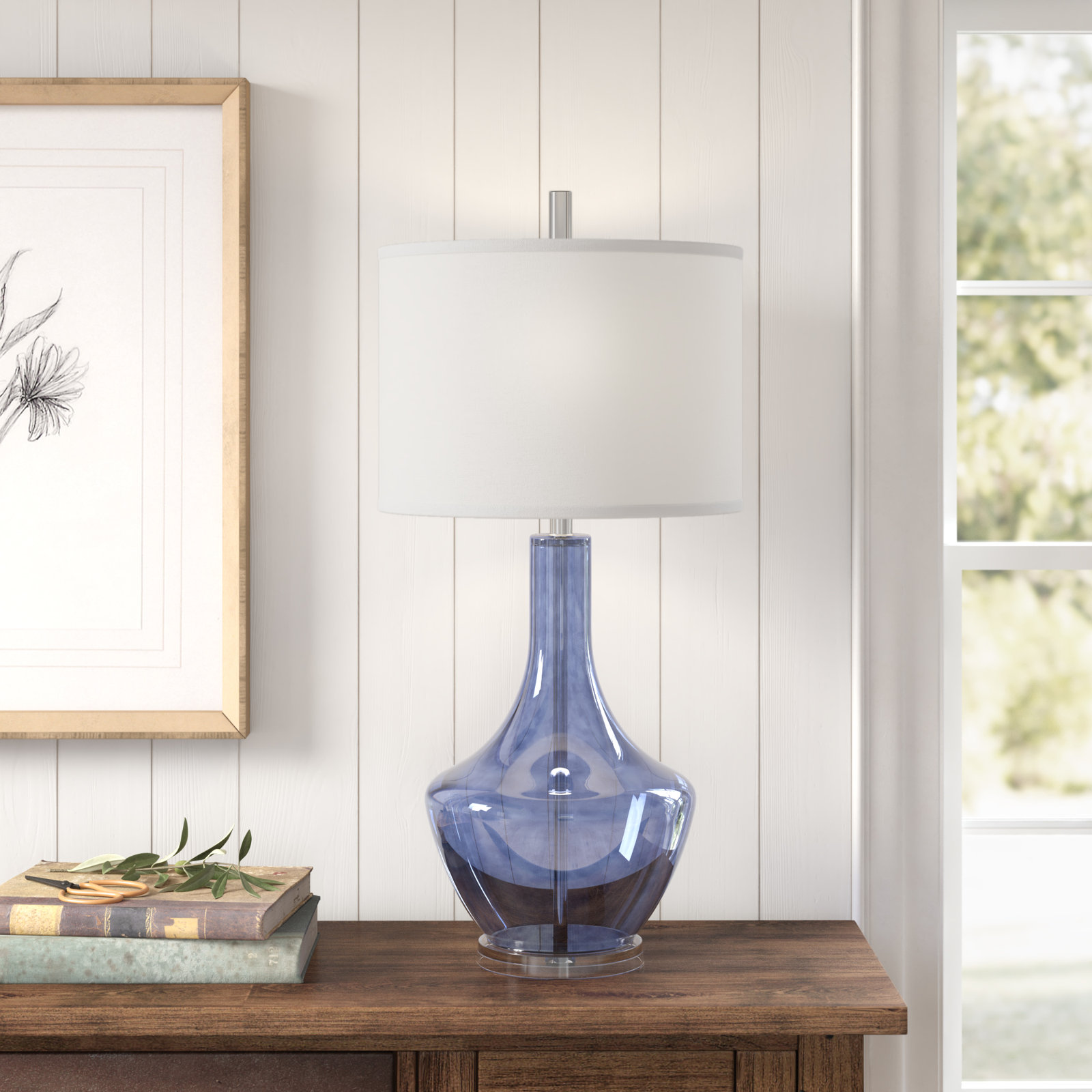 Barrington Glass Table Lamp, Light Blue