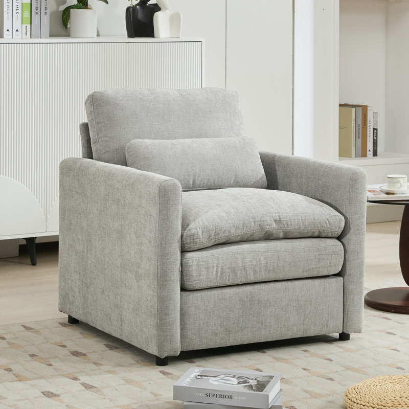 Fauteuil rembourré 31,9 "surdimensionné et confortable, Gris clair