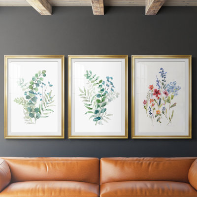 Blue Mist Eucalyptus I - reproduction sur mesure encadrée de qualité supérieure - 3 pièces