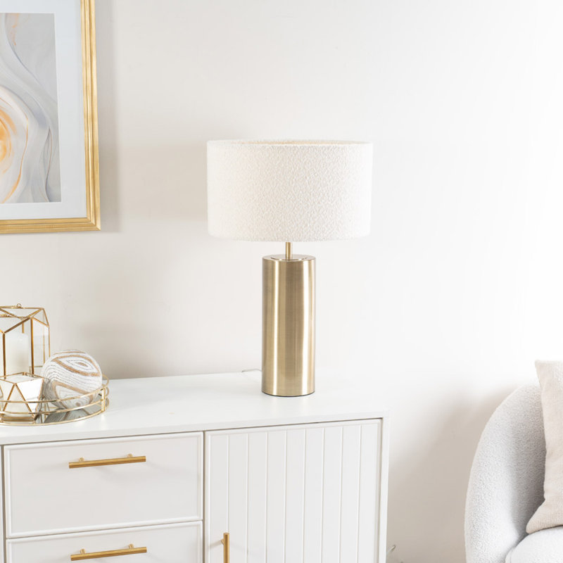 Andru Metal Table Lamp, Cream, Gold