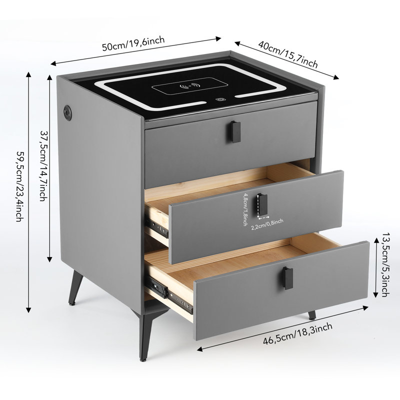 Corsiglia 59 cm W Bedside Table