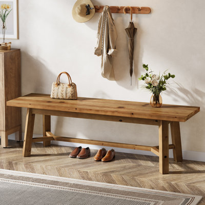 55" Long Solid Wood Bench For Entryway, Living Room, Dining Room by Millwood Pines