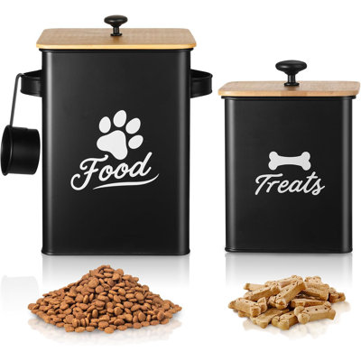 Dog Treat Container Set of 2, Dog Food Storage Containers with Airtight Lids, Metal dog treat jars
