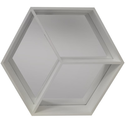 Wood Flat Wall Mirror with Shelves
