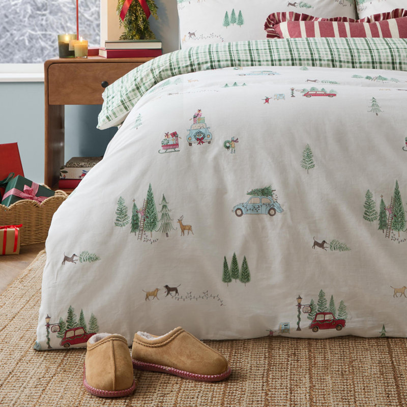 Christmas Tree Lane 100% Cotton Duvet Cover Set