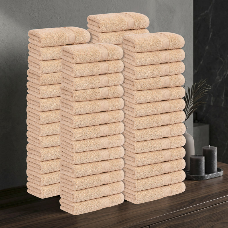 Serviette 100% coton 600 g / m² 18 x 28 po, Beige, Hand Towels- 52 Pack