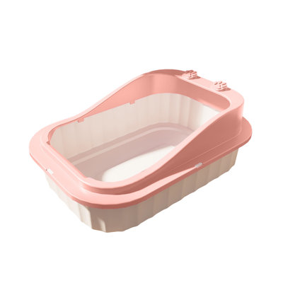 Open Cat Litter Box with High Sides, 14.17x19.69x7.48 inches, Pink