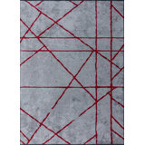 Rapture Gray/Red Abstract Luxury Area Rug