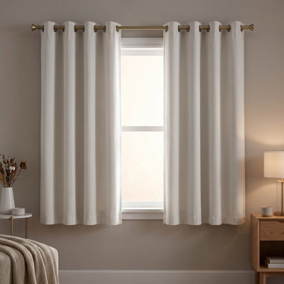 Panneau de rideau à œillets tissés Total Adeline 52 x 63 pouces, blanc cassé - Rideau thermique isolant et antibruit pour chambre à coucher