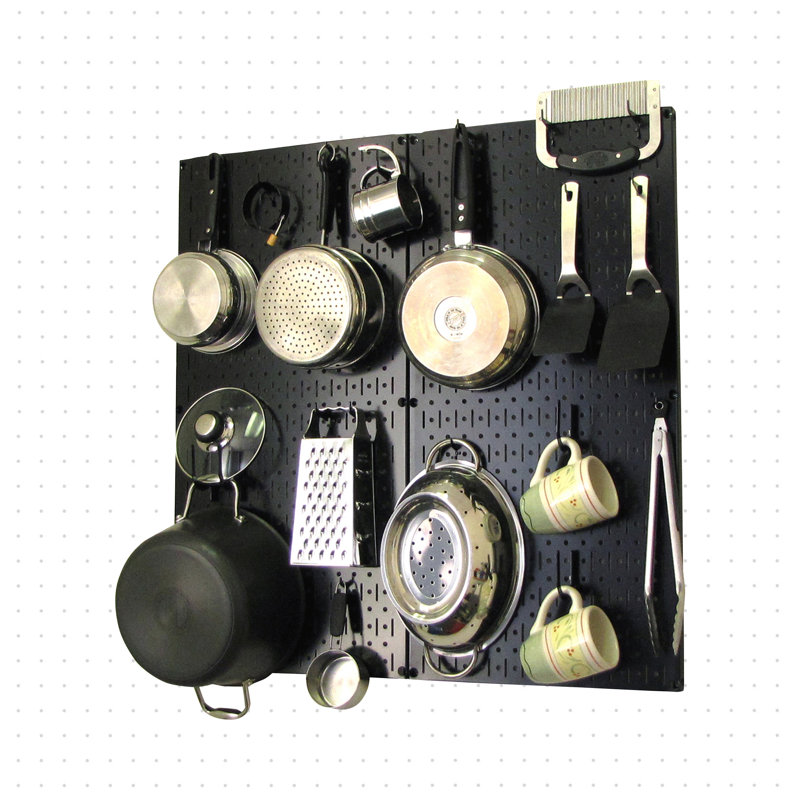 Metal Rectangle Wall Mounted Pot Rack, Black