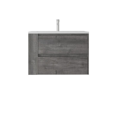 Meuble-lavabo flottant 30 po avec lavabo, porte à fermeture en douceur, lavabo en céramique, contreplaqué