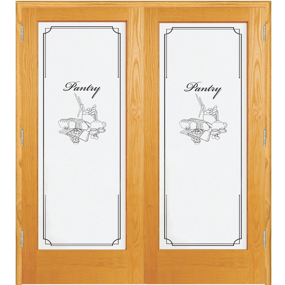 Pantry 60'' x 80'' Solid + Manufactured Wood Glass Unfinished French Doors MMI DOOR
