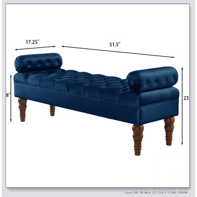 Velvet Long bed Bench for Bedroom,Upholstered Window Bench with Tufted Button,Entryway Bench,Bolster Bench for Living Room-Champagne