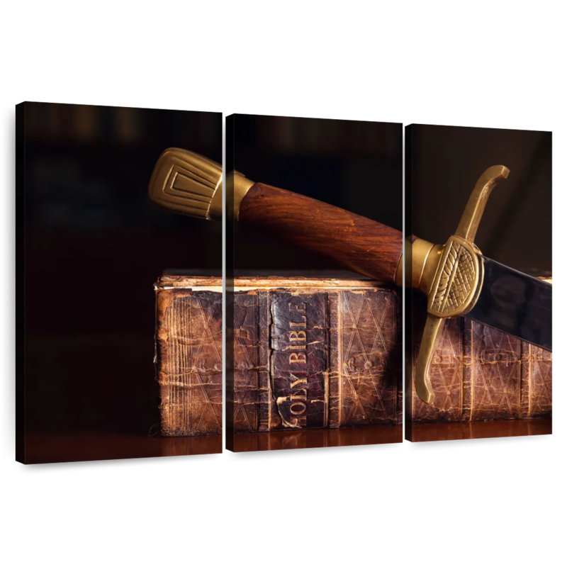 Adella, bible et épée, H 20 po x l 33 po