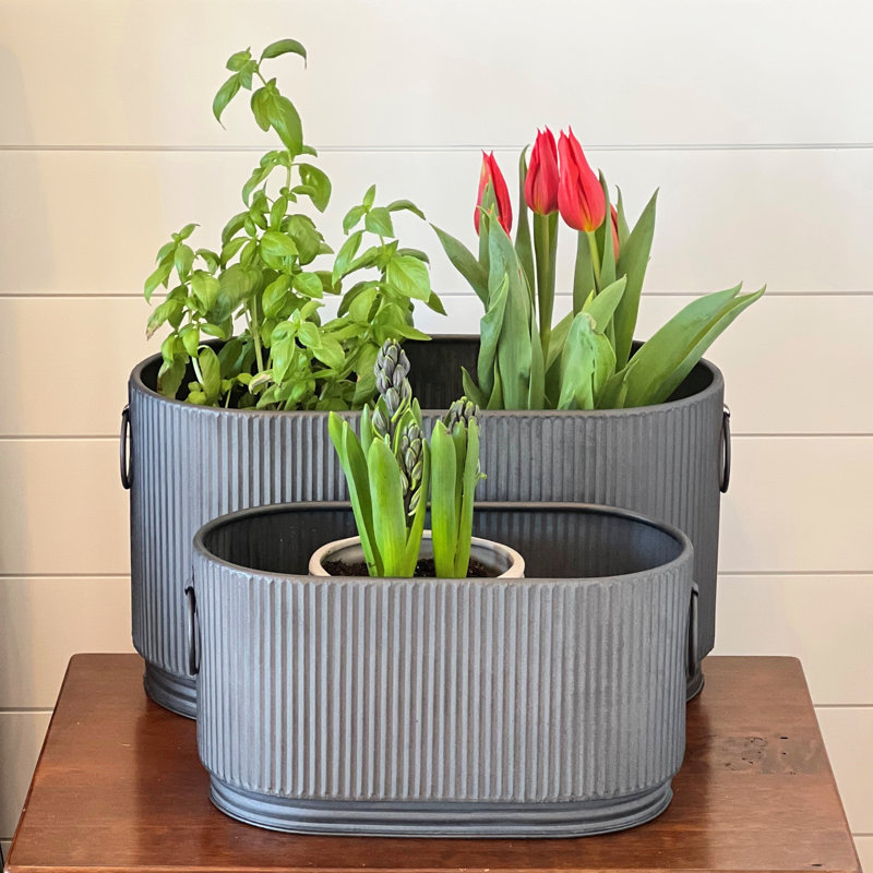 French Country Style Oval Planters, Set Of 2