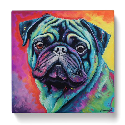 Pug Color Field Painting - Wrapped Canvas
