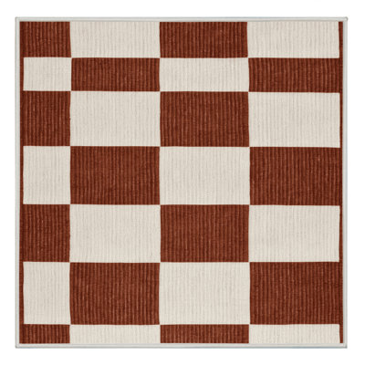 Machine Washable Checkered Beige Area Rug