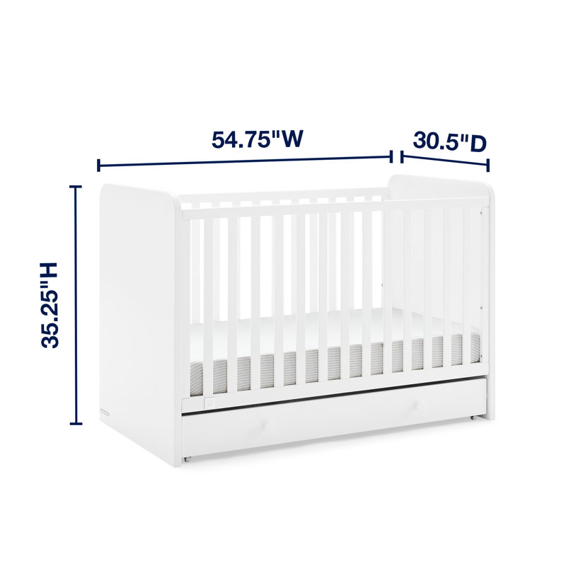 Bianca White 4-in-1 Convertible Crib with Storage Drawer