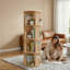 Bibliothèque rotative à 4 niveaux, bibliothèque sur pied ronde avec rangement pivotant à 360 °, étagère en bois pour livres, décorations et jouets, naturel.