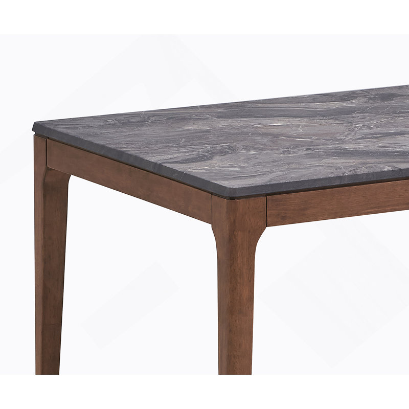 Ensemble de salle à manger 5 pièces avec plateau en faux marbre et 4 chaises rembourrées, Vert/brun