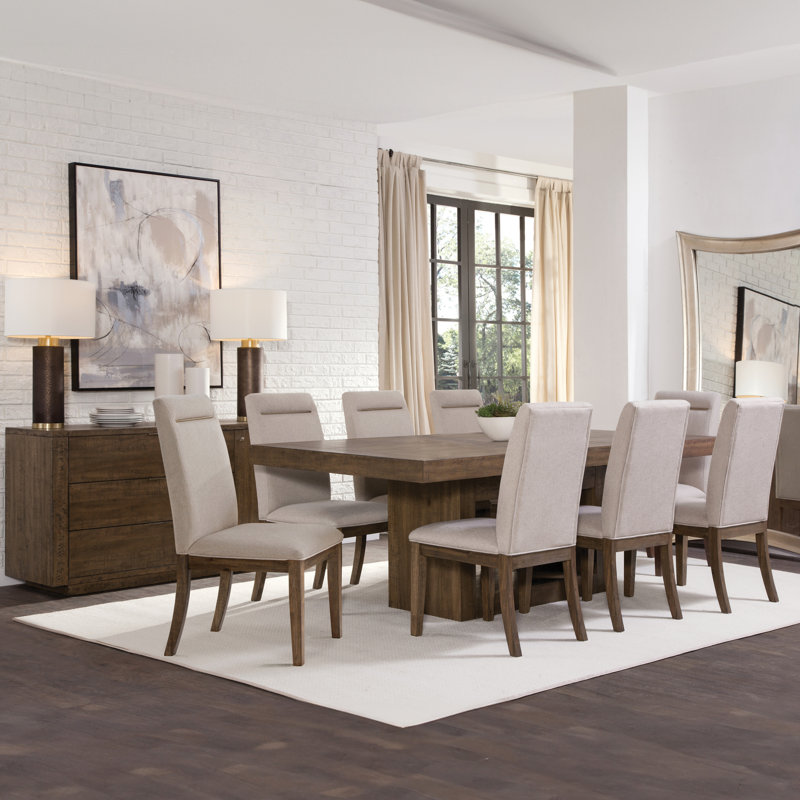 Kameah Extendable Solid Wood Base Dining Table, Toffee